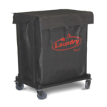 Carro Laundry porta sábanas con bolsa vinílica impermeable, gran capacidad y fácil desarme. Ideal para lavanderías, hoteles, spas y centros de salud.