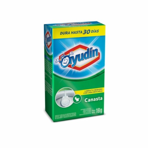 Canasta para inodoro Ayudín con acción desinfectante que limpia, perfuma y mantiene el agua cristalina hasta por 30 días.