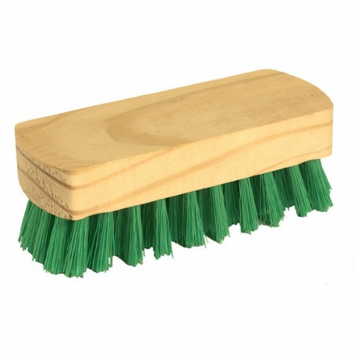 Cepillo de mano con base de madera y cerdas de PVC rectas para limpieza multiuso