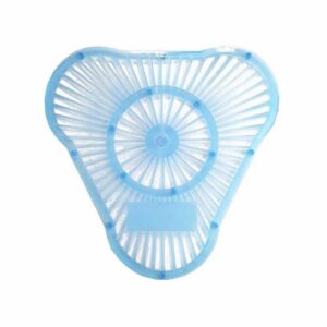 Rejilla para mingitorio anatómica con diseño flexible y perfumado. Desinfecta, evita olores y salpicaduras en baños de alto tránsito.