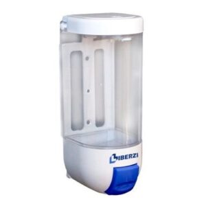Dispenser de jabón Cristal de PET y acrílico con cerradura antirrobo, ideal para entornos profesionales y de alto tránsito.