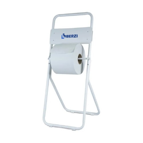 Dispenser porta bobina metálico para limpieza industrial y profesional.