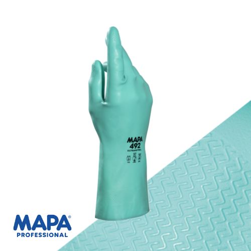 guantes para protección química verdes