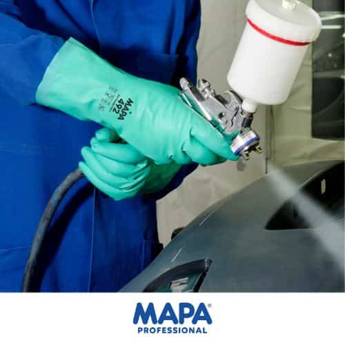 guantes para protección química verdes