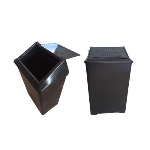 tacho de basura con tapa rebatible.
