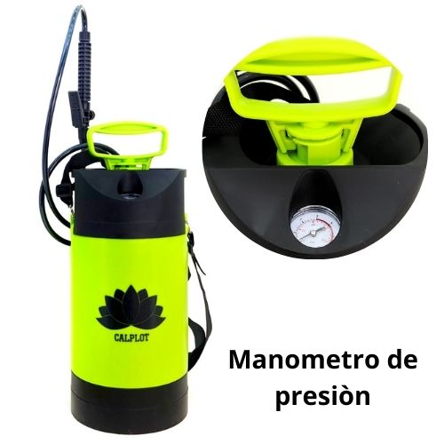 Pulverizador a presión 5 litros Calplot con manómetro y pico regulable