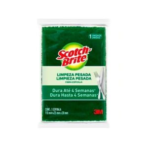 Esponja limpieza profunda Scotch-Brite® con fibra abrasiva para tareas de limpieza pesada.