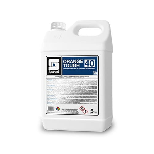 Orange Tough 40 desengrasante industrial con D-limoneno para suciedad pesada.