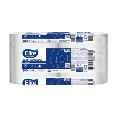 Papel higiénico Classic Elite Professional en rollo de 300 metros cono chico para dispensers institucionales